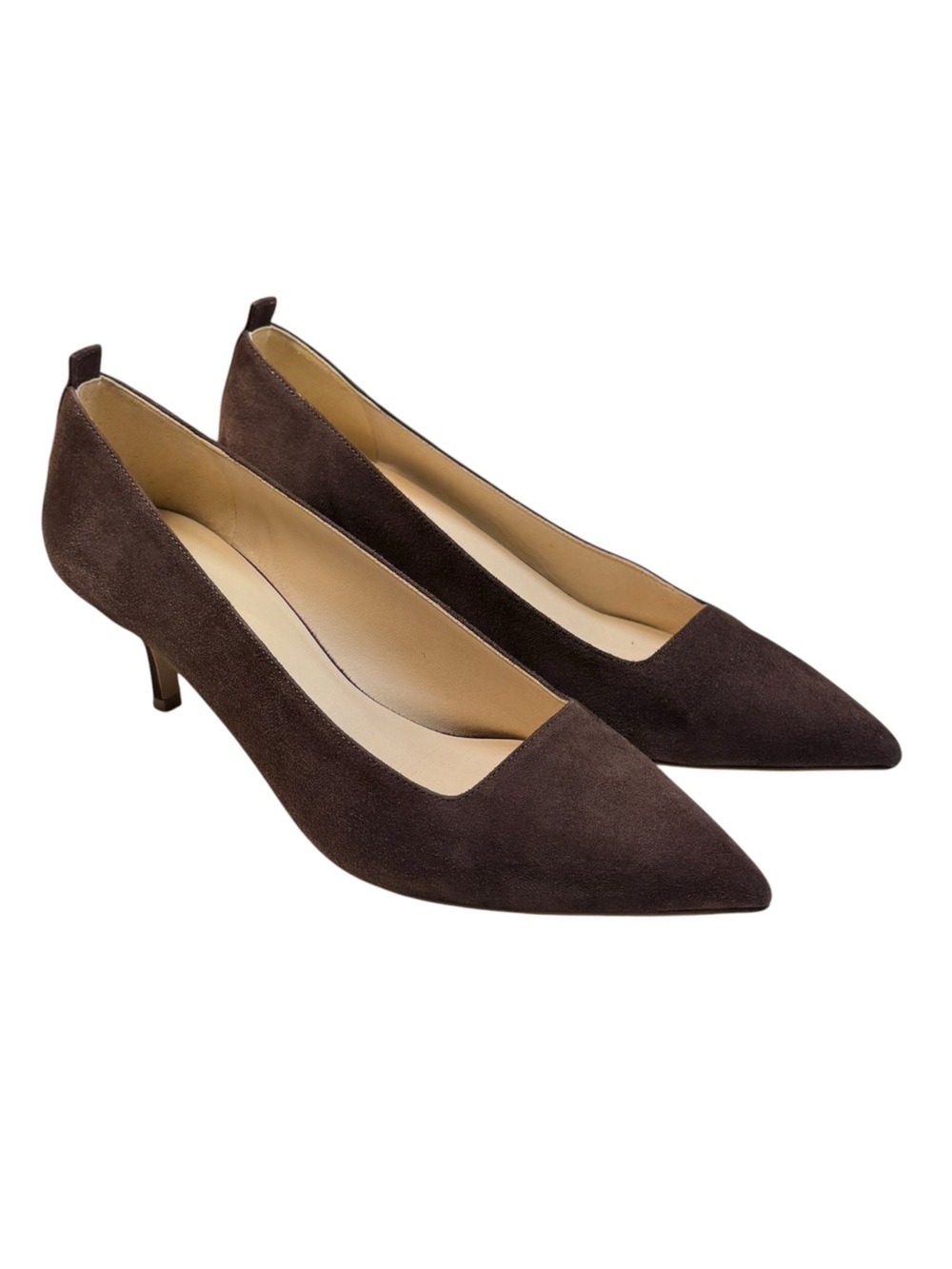 Everlane Chocolate Brown Italian Suede Editor Kitten Heels Italy Size 8